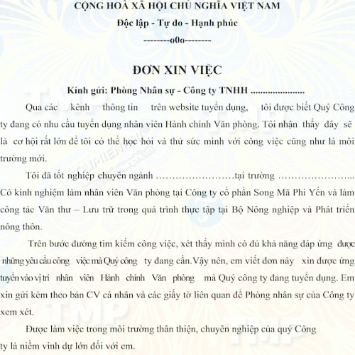 CV xin việc nhân viên văn phòng