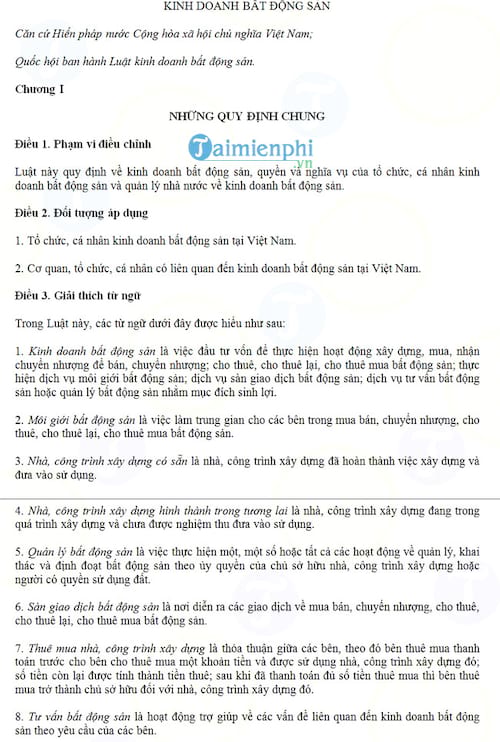 Luật kinh doanh bất động sản