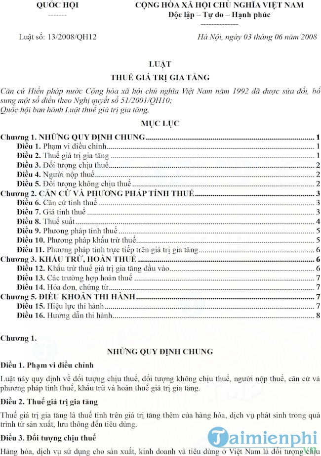 Luật Thuế giá trị gia tăng