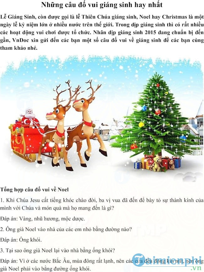 Đố vui về giáng sinh