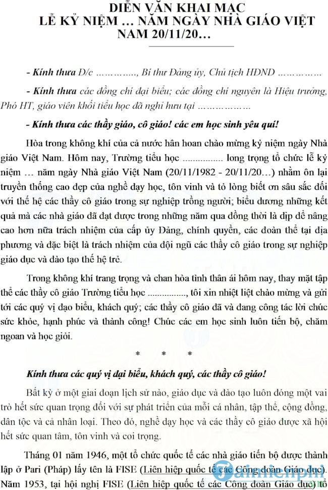 dien van khai mac 20/11