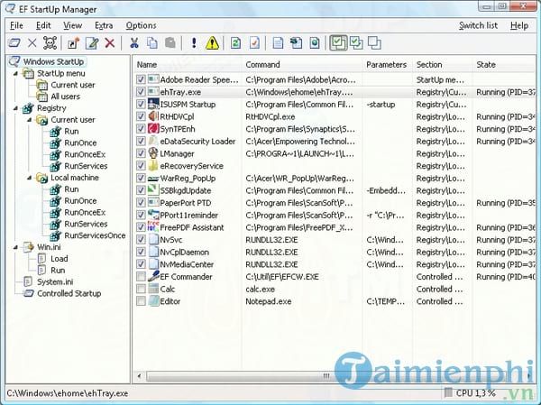 Portable EF StartUp Manager