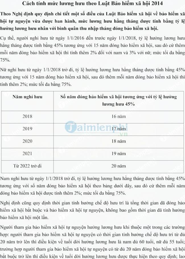 Cách tính mức lương hưu theo Luật Bảo hiểm xã hội