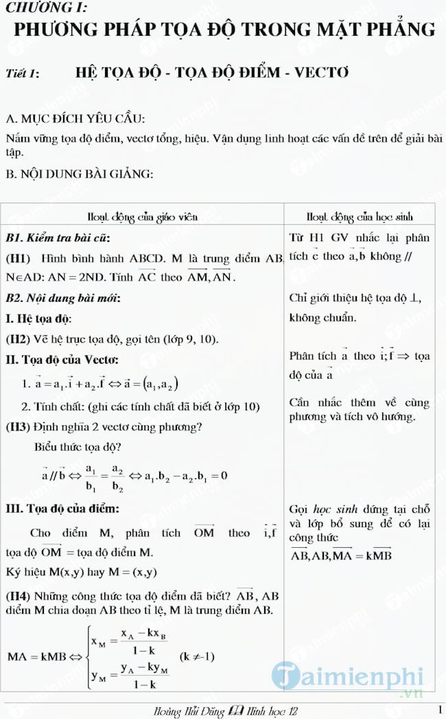 Giáo án Hình học lớp 12 cả năm
