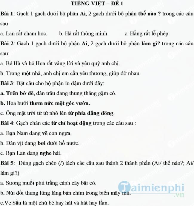 Bộ đề ôn hè môn Toán, Tiếng Việt lớp 2