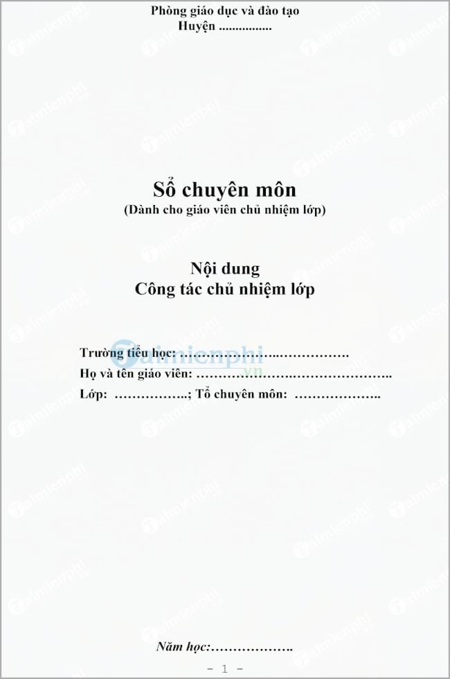 Mẫu sổ chủ nhiệm theo Thông tư 22