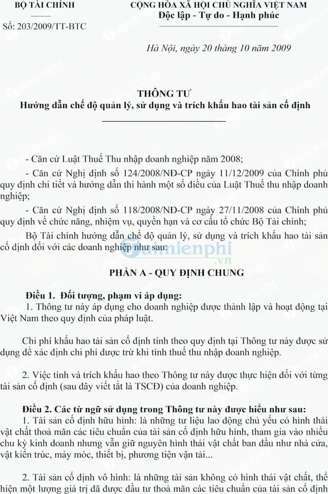 Mẫu đăng ký phương pháp khấu hao tài sản cố định