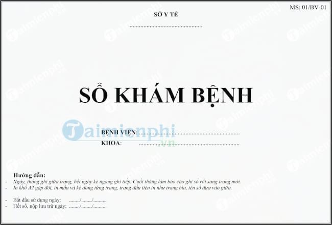 Mẫu sổ khám bệnh