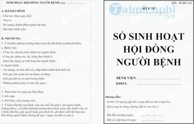 Mẫu sổ sinh hoạt hội đồng người bệnh