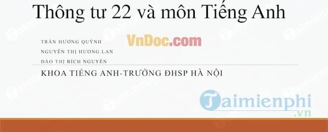 Hướng dẫn đánh giá môn tiếng Anh tiểu học theo thông tư 22