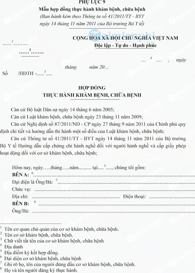 Hợp đồng thực hành khám bệnh, chữa bệnh