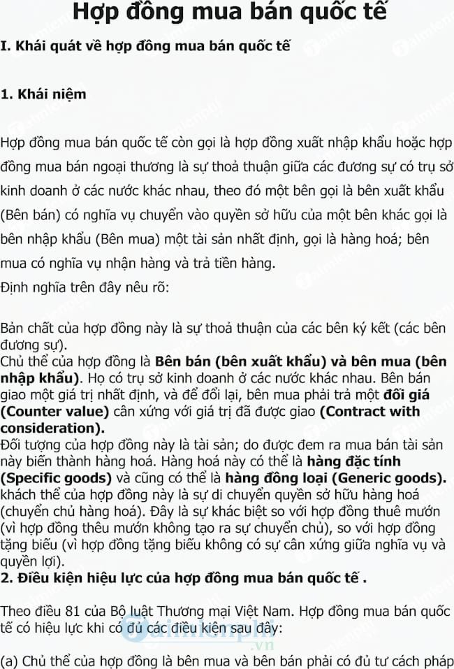 Hợp đồng mua bán quốc tế
