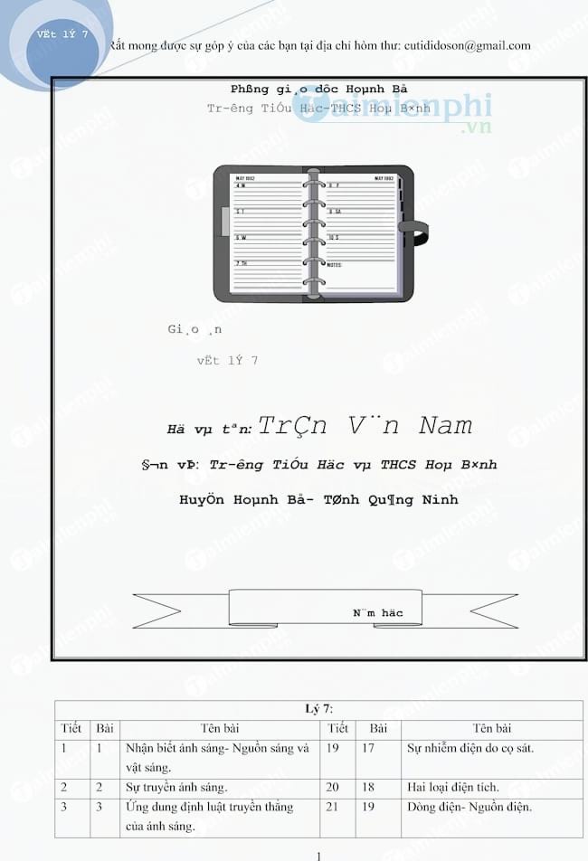 Giáo án Vật lý 7