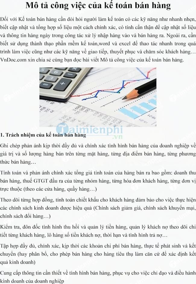 mo ta cong viec cua ke toan ban hang