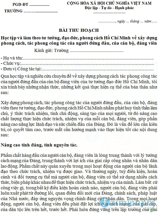 Bài thu hoạch chuyên đề