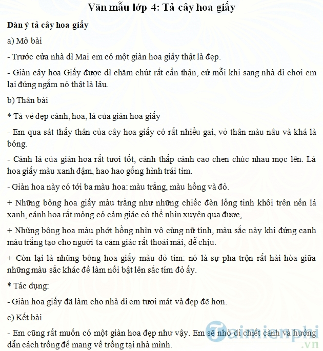 Tả cây hoa giấy