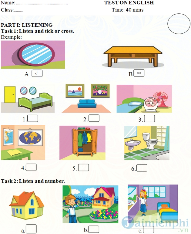 Đề kiểm tra giữa học kì 2 lớp 3 môn tiếng Anh năm học 2017-2018