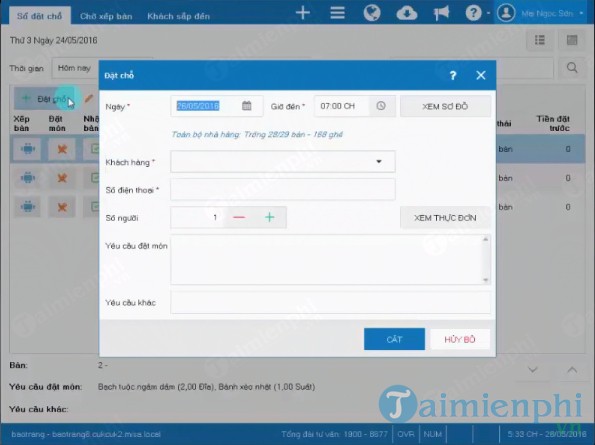 Phần mềm tính tiền quán ăn MISA