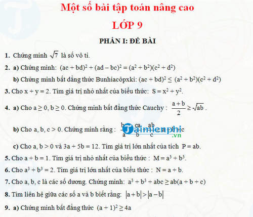 bai tap toan nang cao lop 9