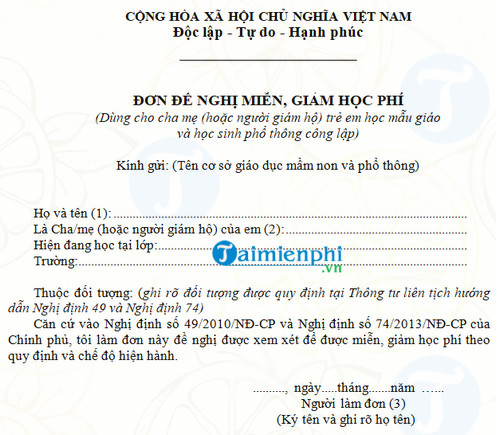 don de nghi mien giam hoc phi