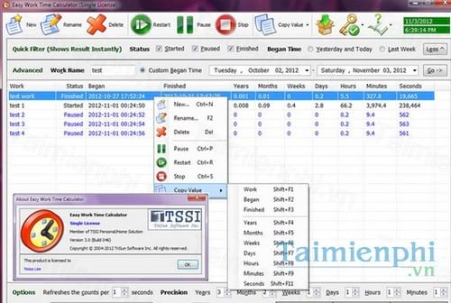 easy work time calculator