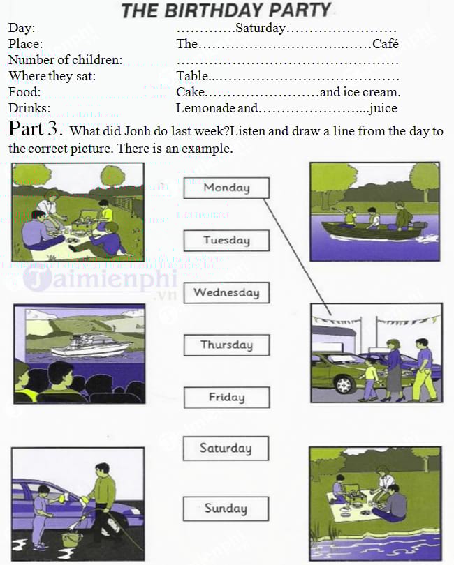 Bài tập luyện nghe Tiếng Anh lớp 6