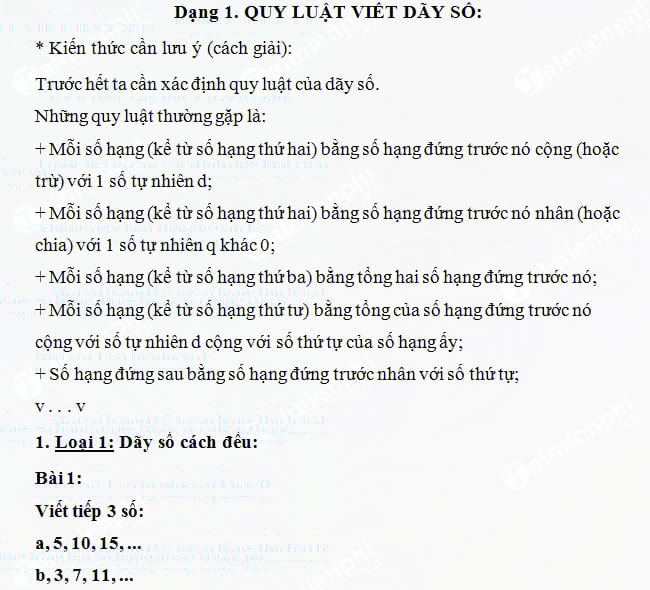 Bài tập về dãy số lớp 5