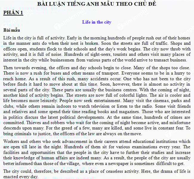 Tổng hợp các bài luận Tiếng Anh theo chủ đề