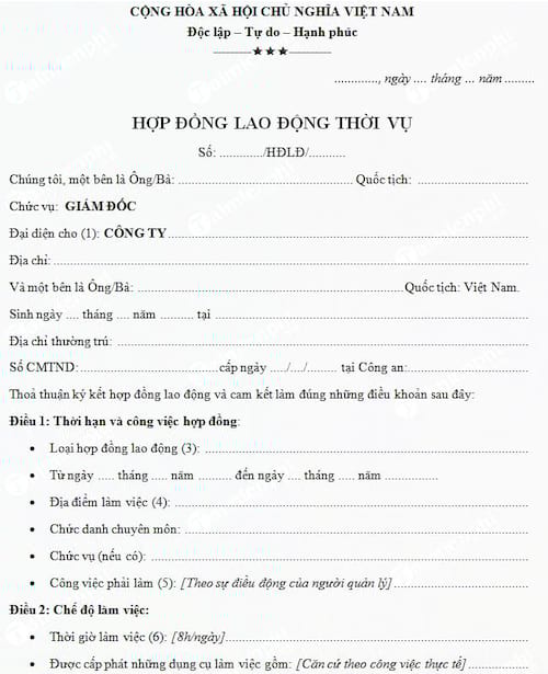 Hợp đồng lao động thời vụ