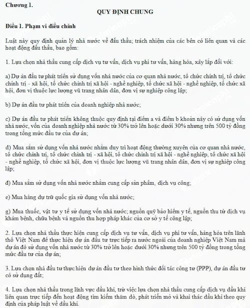 Luật đấu thầu 2013 số 43/2013/QH13