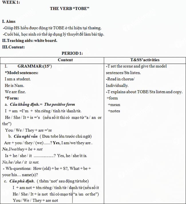 Giáo án dạy thêm Tiếng Anh 6