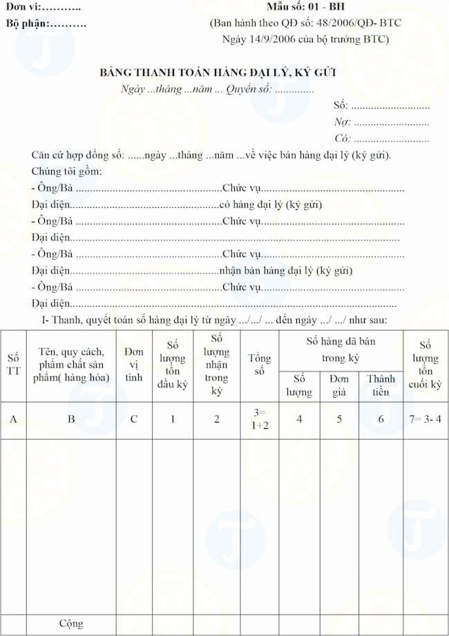 Mẫu chứng từ kế toán thuế