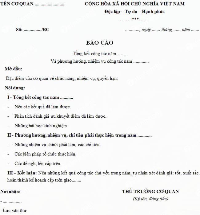 Báo cáo tổng kết công tác năm
