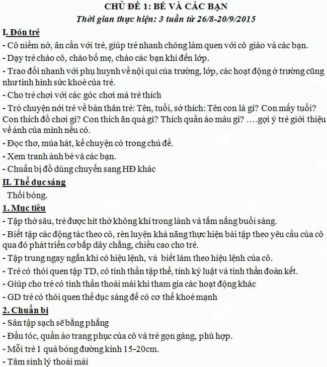 Giáo án lớp chồi