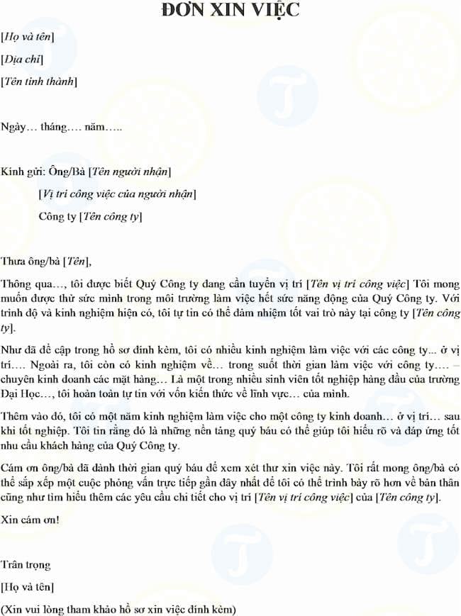 Mẫu đơn xin việc làm