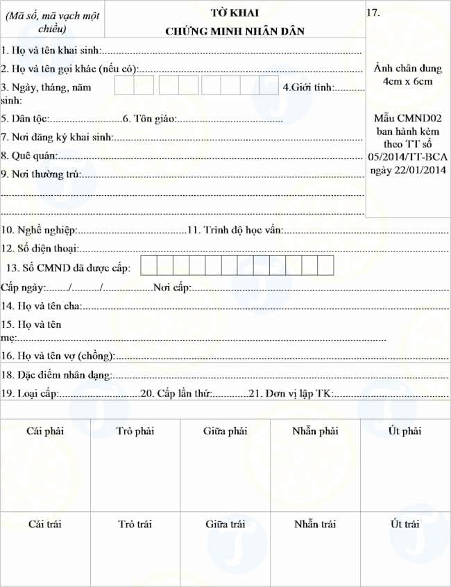 mau to khai cap chung minh thu nhan dan moi