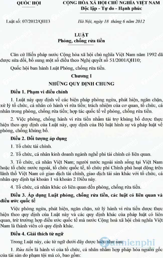 Luật Phòng, chống rửa tiền