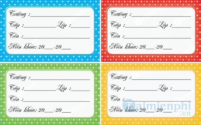 Mẫu nhãn vở học sinh