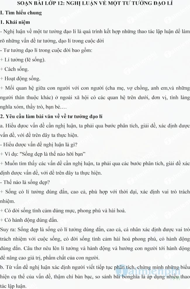 Nghị luận về một tư tưởng, đạo lí