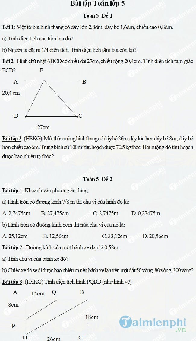 Bài tập toán lớp 5