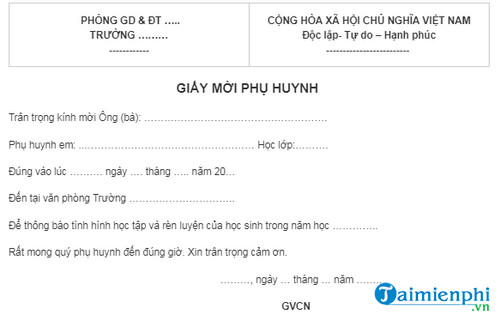 giay moi phu huynh hoc sinh vi pham