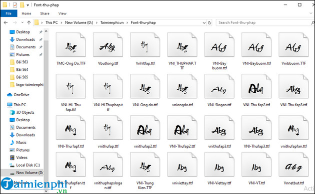 Tai font thu phap cho PC