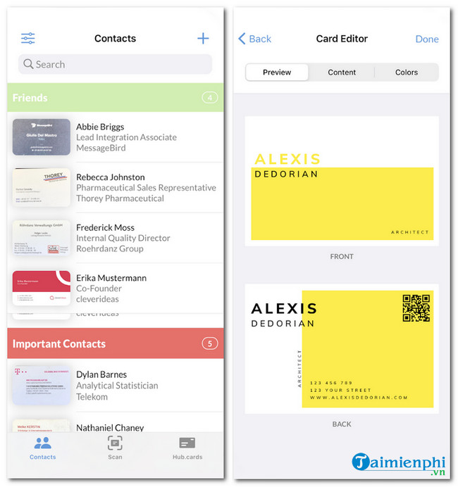 tai Business Cards from hub.cards