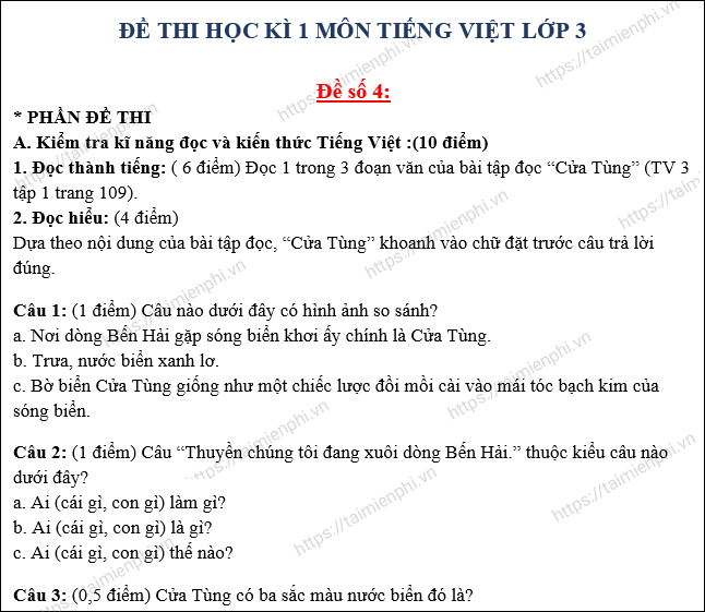 de thi hoc ki 1 mon tieng viet lop 3