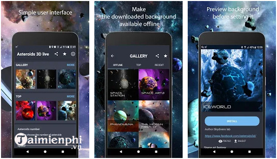 asteroids 3d live wallpaper