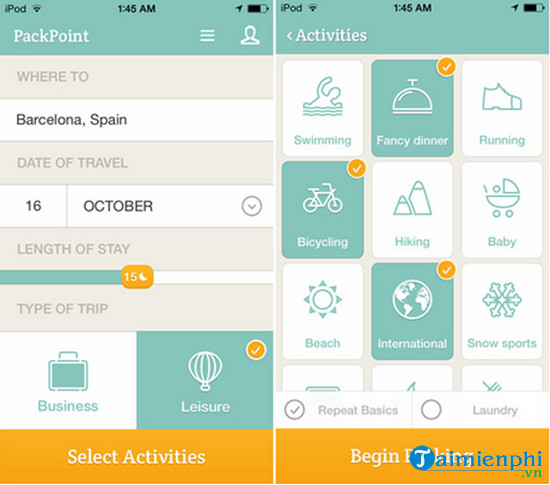packpoint travel packing list