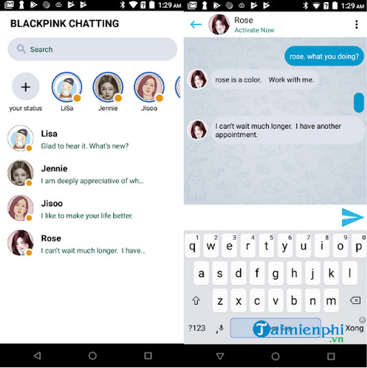 black pink fake messenger