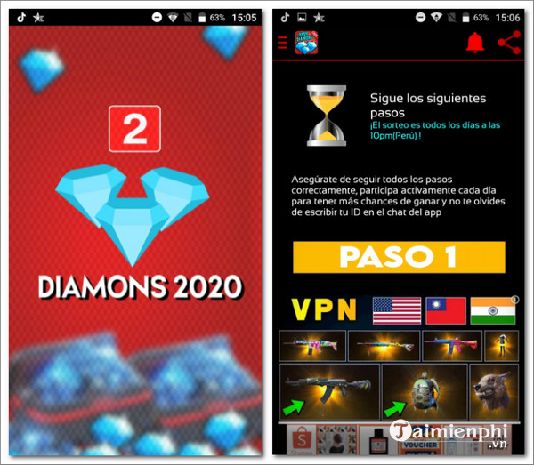 tai garena ff diamons 2020
