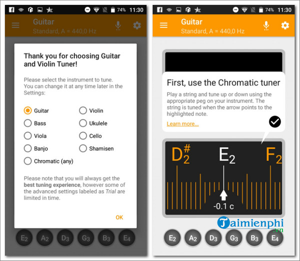 guitar and violin tuner