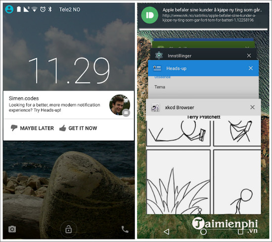 heads up notifications